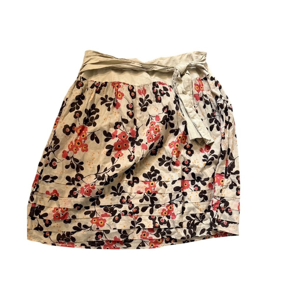 Vtg Apostrophe Floral A-Line Skirt14 Cotton Tie Waist Boho Forest Fairy grunge